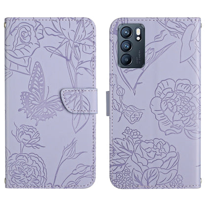 Skin Feel Butterfly Peony Embossed Leather Phone Case, For OPPO Reno6 Pro 5G, For OPPO Reno6 5G, For OPPO Reno6 Pro+, For OPPO Realme 5