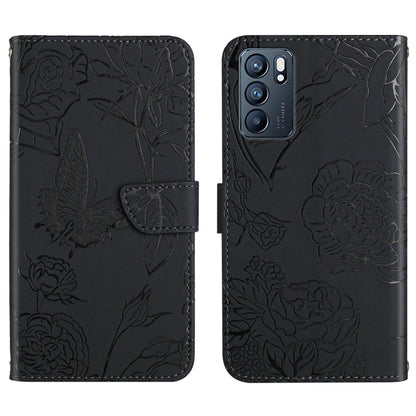 Skin Feel Butterfly Peony Embossed Leather Phone Case, For OPPO Reno6 Pro 5G, For OPPO Reno6 5G, For OPPO Reno6 Pro+, For OPPO Realme 5