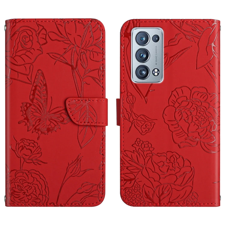 Skin Feel Butterfly Peony Embossed Leather Phone Case, For OPPO Reno6 Pro 5G, For OPPO Reno6 5G, For OPPO Reno6 Pro+, For OPPO Realme 5