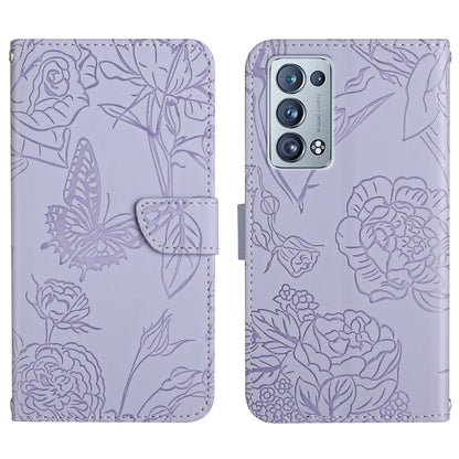 Skin Feel Butterfly Peony Embossed Leather Phone Case, For OPPO Reno6 Pro 5G, For OPPO Reno6 5G, For OPPO Reno6 Pro+, For OPPO Realme 5