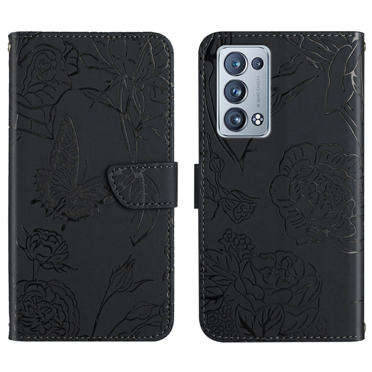 Skin Feel Butterfly Peony Embossed Leather Phone Case, For OPPO Reno6 Pro 5G, For OPPO Reno6 5G, For OPPO Reno6 Pro+, For OPPO Realme 5
