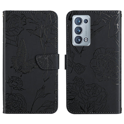 Skin Feel Butterfly Peony Embossed Leather Phone Case, For OPPO Reno6 Pro 5G, For OPPO Reno6 5G, For OPPO Reno6 Pro+, For OPPO Realme 5