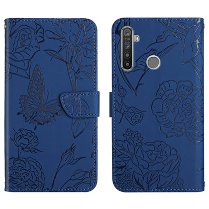 Skin Feel Butterfly Peony Embossed Leather Phone Case, For OPPO Realme 5 Pro, For OPPO Realme 6, For OPPO Realme 6 Pro, For OPPO Realme 7