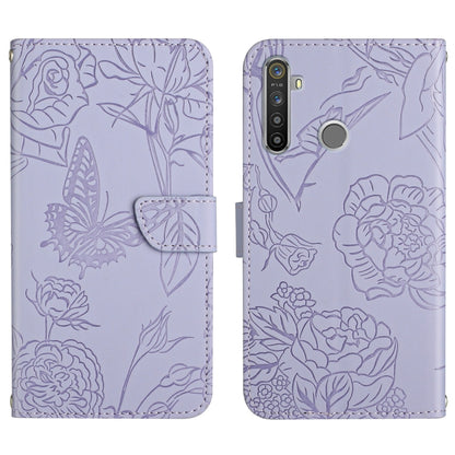 Skin Feel Butterfly Peony Embossed Leather Phone Case, For OPPO Realme 5 Pro, For OPPO Realme 6, For OPPO Realme 6 Pro, For OPPO Realme 7
