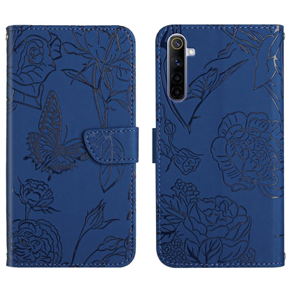 Skin Feel Butterfly Peony Embossed Leather Phone Case, For OPPO Realme 5 Pro, For OPPO Realme 6, For OPPO Realme 6 Pro, For OPPO Realme 7