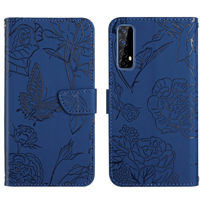 Skin Feel Butterfly Peony Embossed Leather Phone Case, For OPPO Realme 5 Pro, For OPPO Realme 6, For OPPO Realme 6 Pro, For OPPO Realme 7
