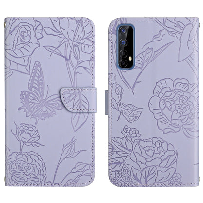 Skin Feel Butterfly Peony Embossed Leather Phone Case, For OPPO Realme 5 Pro, For OPPO Realme 6, For OPPO Realme 6 Pro, For OPPO Realme 7