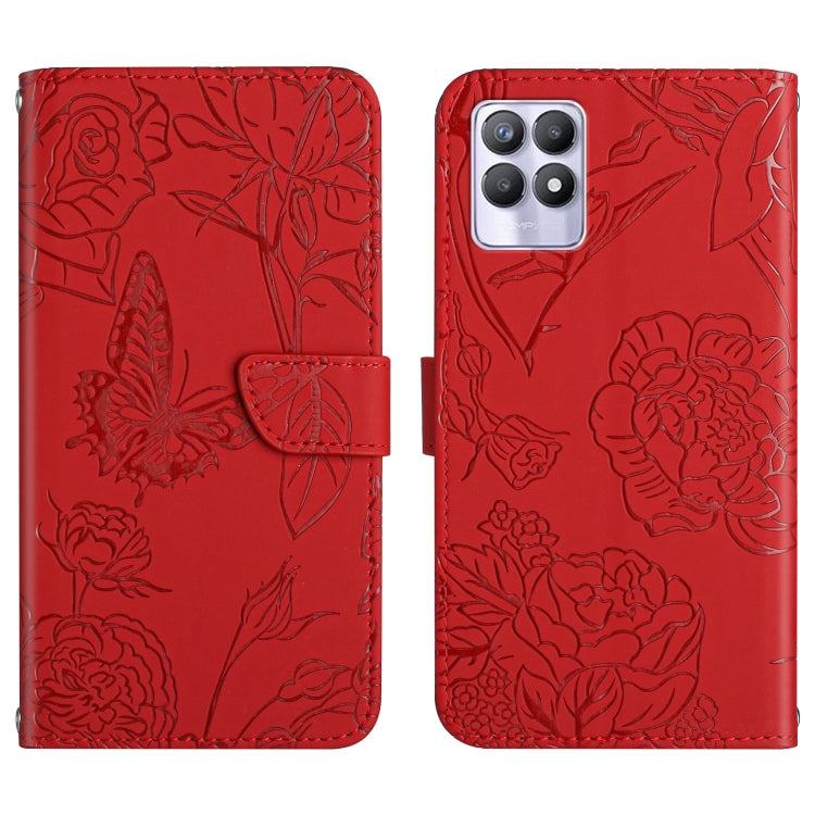 Skin Feel Butterfly Peony Embossed Leather Phone Case, For OPPO Realme 7 Pro, For OPPO Realme 8 5G / V13 5G, For OPPO Realme 8 / 8 Pro, For OPPO Realme 8i