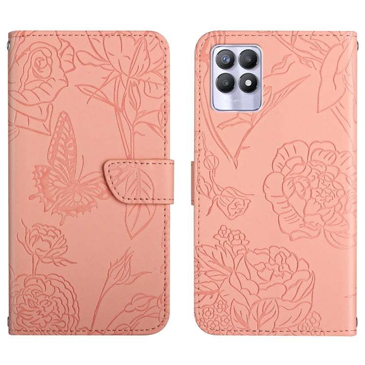 Skin Feel Butterfly Peony Embossed Leather Phone Case, For OPPO Realme 7 Pro, For OPPO Realme 8 5G / V13 5G, For OPPO Realme 8 / 8 Pro, For OPPO Realme 8i
