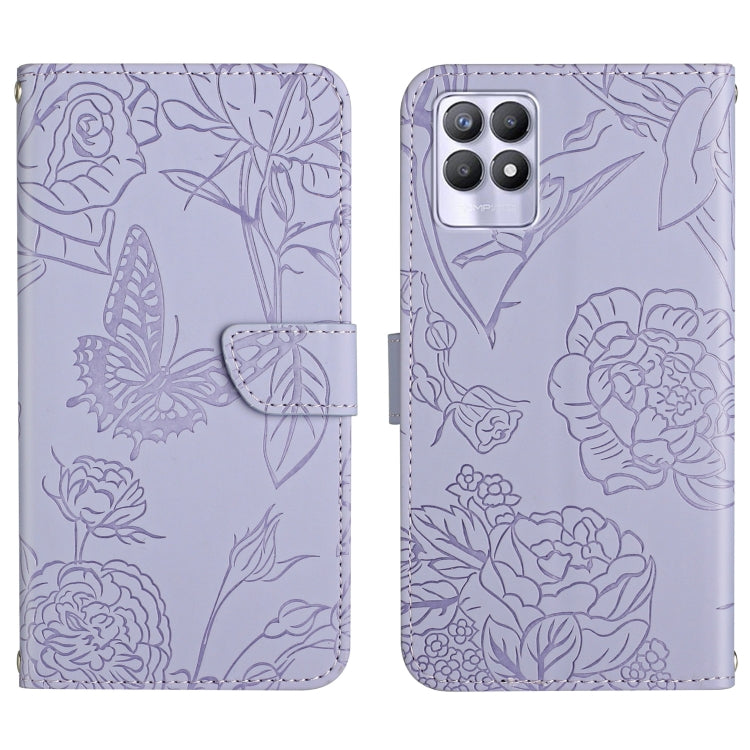 Skin Feel Butterfly Peony Embossed Leather Phone Case, For OPPO Realme 7 Pro, For OPPO Realme 8 5G / V13 5G, For OPPO Realme 8 / 8 Pro, For OPPO Realme 8i
