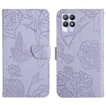 Skin Feel Butterfly Peony Embossed Leather Phone Case, For OPPO Realme 7 Pro, For OPPO Realme 8 5G / V13 5G, For OPPO Realme 8 / 8 Pro, For OPPO Realme 8i