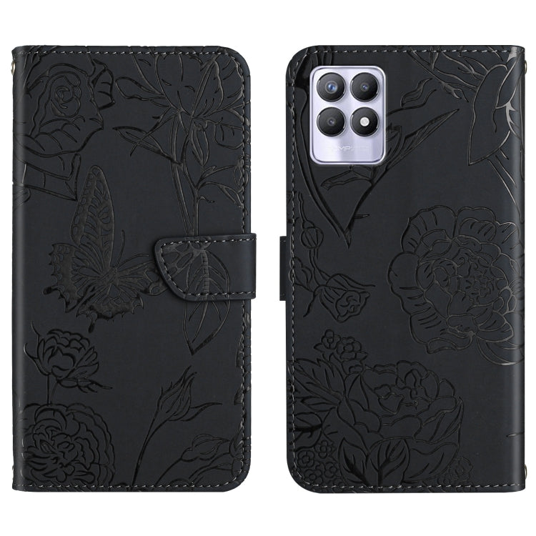 Skin Feel Butterfly Peony Embossed Leather Phone Case, For OPPO Realme 7 Pro, For OPPO Realme 8 5G / V13 5G, For OPPO Realme 8 / 8 Pro, For OPPO Realme 8i