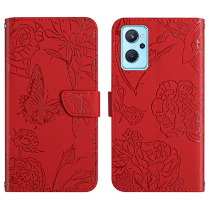 Skin Feel Butterfly Peony Embossed Leather Phone Case, For OPPO Realme 9i, For OPPO Realme C11, For OPPO Realme C15 / C12, For OPPO Realme C20 / C21