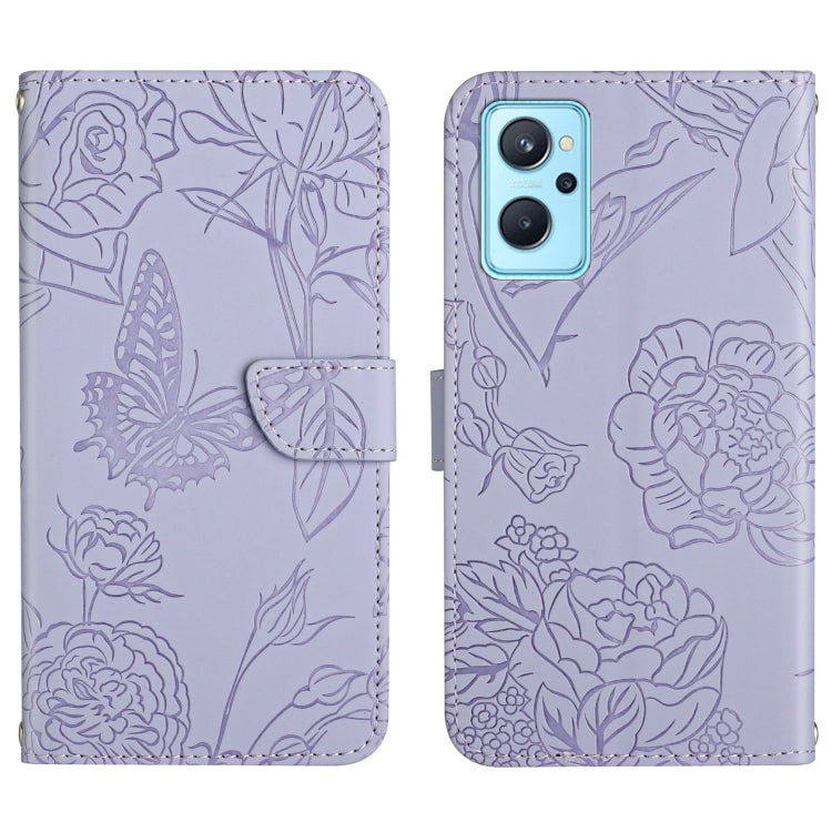 Skin Feel Butterfly Peony Embossed Leather Phone Case, For OPPO Realme 9i, For OPPO Realme C11, For OPPO Realme C15 / C12, For OPPO Realme C20 / C21