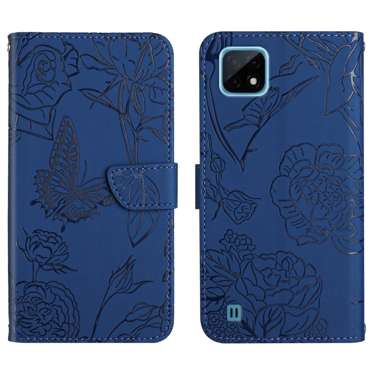 Skin Feel Butterfly Peony Embossed Leather Phone Case, For OPPO Realme 9i, For OPPO Realme C11, For OPPO Realme C15 / C12, For OPPO Realme C20 / C21