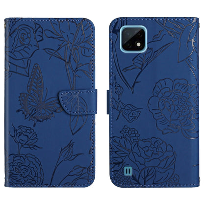 Skin Feel Butterfly Peony Embossed Leather Phone Case, For OPPO Realme 9i, For OPPO Realme C11, For OPPO Realme C15 / C12, For OPPO Realme C20 / C21