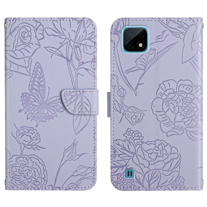 Skin Feel Butterfly Peony Embossed Leather Phone Case, For OPPO Realme 9i, For OPPO Realme C11, For OPPO Realme C15 / C12, For OPPO Realme C20 / C21