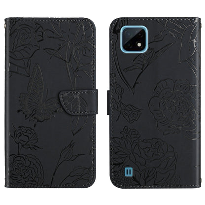 Skin Feel Butterfly Peony Embossed Leather Phone Case, For OPPO Realme 9i, For OPPO Realme C11, For OPPO Realme C15 / C12, For OPPO Realme C20 / C21