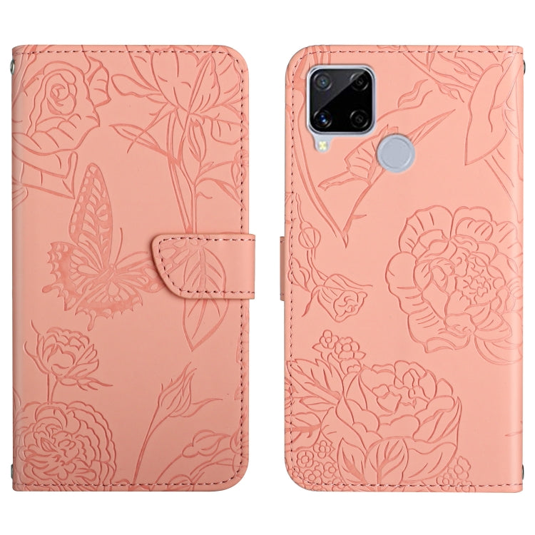 Skin Feel Butterfly Peony Embossed Leather Phone Case, For OPPO Realme 9i, For OPPO Realme C11, For OPPO Realme C15 / C12, For OPPO Realme C20 / C21