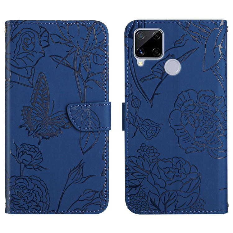 Skin Feel Butterfly Peony Embossed Leather Phone Case, For OPPO Realme 9i, For OPPO Realme C11, For OPPO Realme C15 / C12, For OPPO Realme C20 / C21