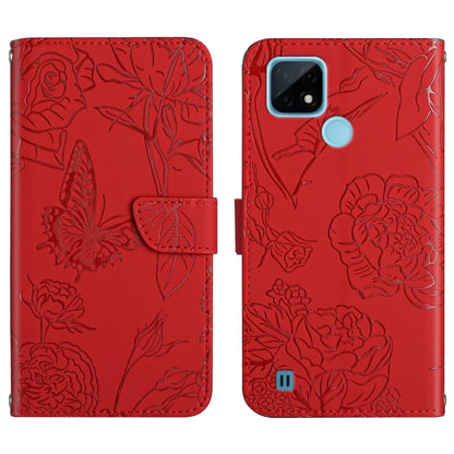 Skin Feel Butterfly Peony Embossed Leather Phone Case, For OPPO Realme 9i, For OPPO Realme C11, For OPPO Realme C15 / C12, For OPPO Realme C20 / C21