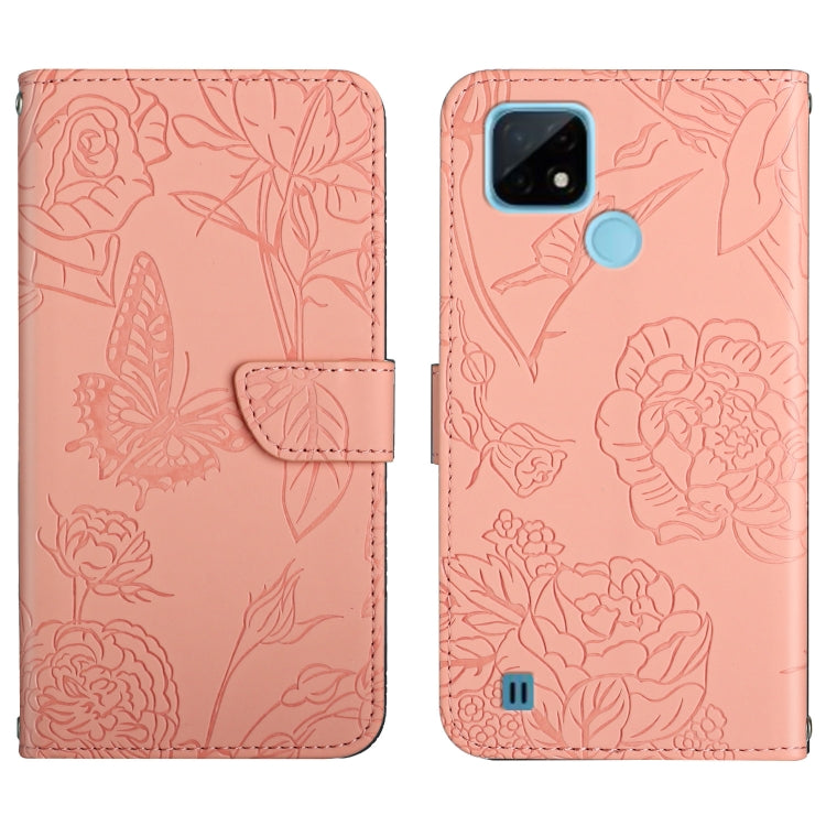 Skin Feel Butterfly Peony Embossed Leather Phone Case, For OPPO Realme 9i, For OPPO Realme C11, For OPPO Realme C15 / C12, For OPPO Realme C20 / C21
