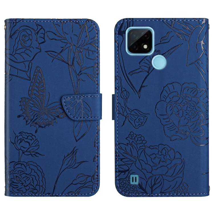 Skin Feel Butterfly Peony Embossed Leather Phone Case, For OPPO Realme 9i, For OPPO Realme C11, For OPPO Realme C15 / C12, For OPPO Realme C20 / C21