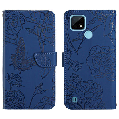 Skin Feel Butterfly Peony Embossed Leather Phone Case, For OPPO Realme 9i, For OPPO Realme C11, For OPPO Realme C15 / C12, For OPPO Realme C20 / C21