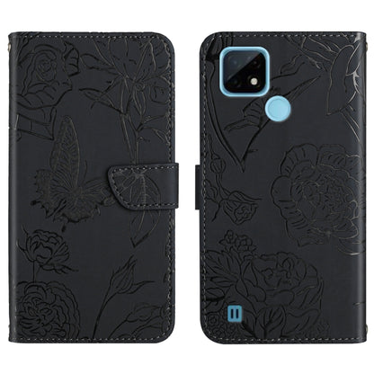 Skin Feel Butterfly Peony Embossed Leather Phone Case, For OPPO Realme 9i, For OPPO Realme C11, For OPPO Realme C15 / C12, For OPPO Realme C20 / C21