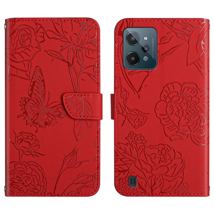 Skin Feel Butterfly Peony Embossed Leather Phone Case, For OPPO Realme C31, For OPPO Realme C35, For OPPO Realme GT, For OPPO Realme GT Master