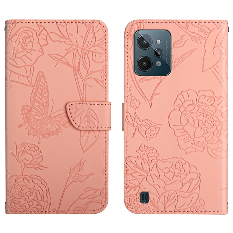Skin Feel Butterfly Peony Embossed Leather Phone Case, For OPPO Realme C31, For OPPO Realme C35, For OPPO Realme GT, For OPPO Realme GT Master