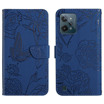 Skin Feel Butterfly Peony Embossed Leather Phone Case, For OPPO Realme C31, For OPPO Realme C35, For OPPO Realme GT, For OPPO Realme GT Master