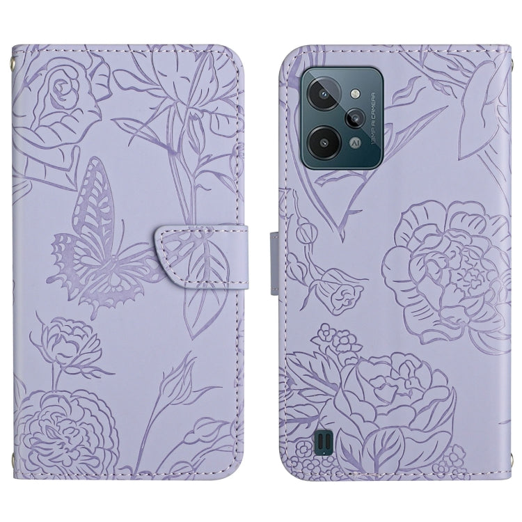 Skin Feel Butterfly Peony Embossed Leather Phone Case, For OPPO Realme C31, For OPPO Realme C35, For OPPO Realme GT, For OPPO Realme GT Master