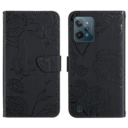 Skin Feel Butterfly Peony Embossed Leather Phone Case, For OPPO Realme C31, For OPPO Realme C35, For OPPO Realme GT, For OPPO Realme GT Master