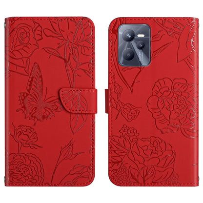 Skin Feel Butterfly Peony Embossed Leather Phone Case, For OPPO Realme C31, For OPPO Realme C35, For OPPO Realme GT, For OPPO Realme GT Master