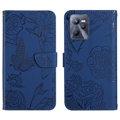 Skin Feel Butterfly Peony Embossed Leather Phone Case, For OPPO Realme C31, For OPPO Realme C35, For OPPO Realme GT, For OPPO Realme GT Master
