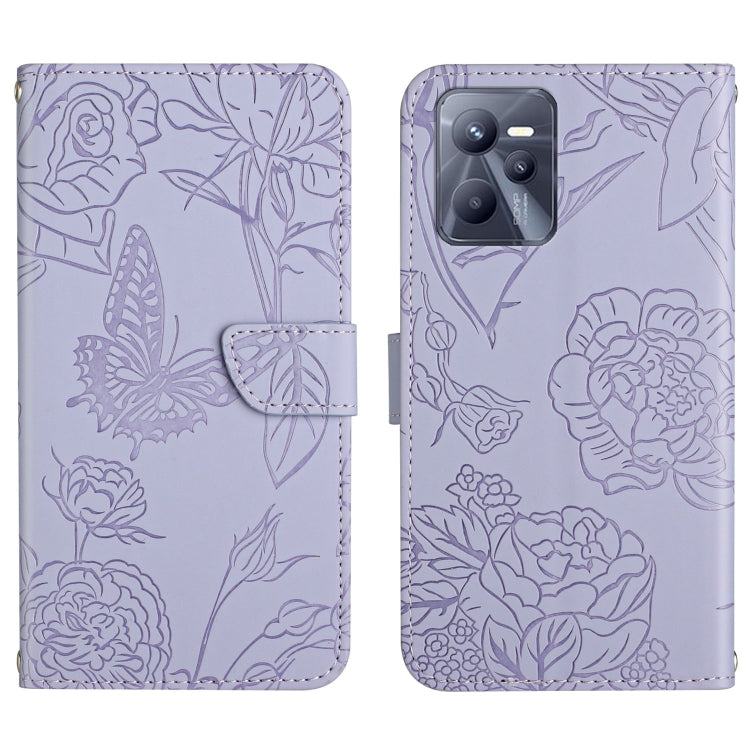 Skin Feel Butterfly Peony Embossed Leather Phone Case, For OPPO Realme C31, For OPPO Realme C35, For OPPO Realme GT, For OPPO Realme GT Master