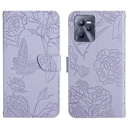 Skin Feel Butterfly Peony Embossed Leather Phone Case, For OPPO Realme C31, For OPPO Realme C35, For OPPO Realme GT, For OPPO Realme GT Master