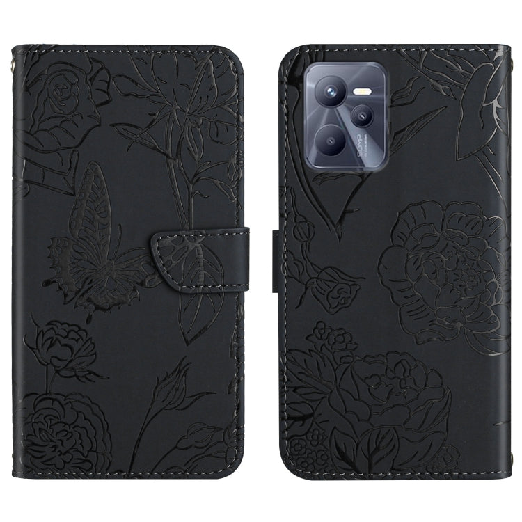 Skin Feel Butterfly Peony Embossed Leather Phone Case, For OPPO Realme C31, For OPPO Realme C35, For OPPO Realme GT, For OPPO Realme GT Master