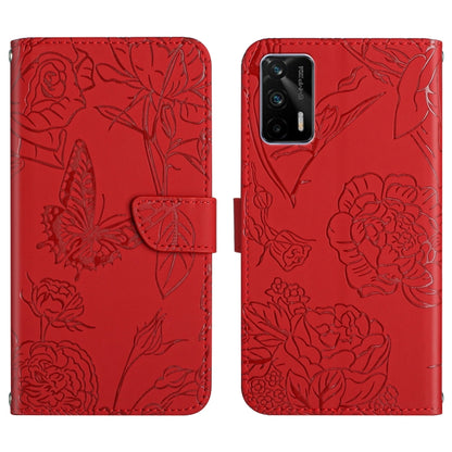Skin Feel Butterfly Peony Embossed Leather Phone Case, For OPPO Realme C31, For OPPO Realme C35, For OPPO Realme GT, For OPPO Realme GT Master