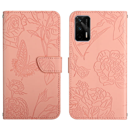 Skin Feel Butterfly Peony Embossed Leather Phone Case, For OPPO Realme C31, For OPPO Realme C35, For OPPO Realme GT, For OPPO Realme GT Master