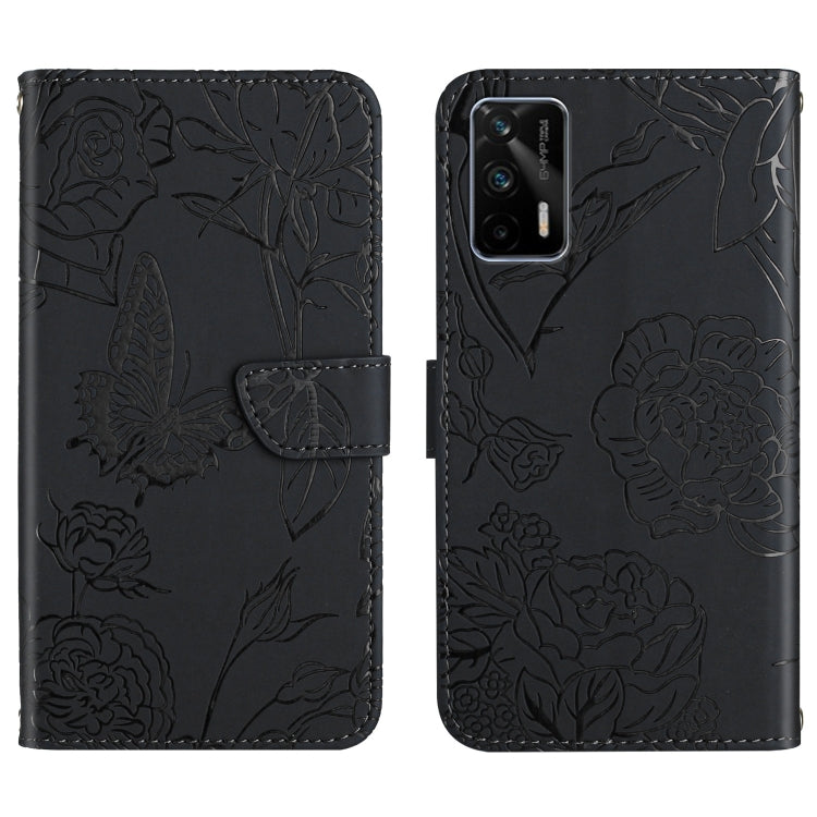 Skin Feel Butterfly Peony Embossed Leather Phone Case, For OPPO Realme C31, For OPPO Realme C35, For OPPO Realme GT, For OPPO Realme GT Master