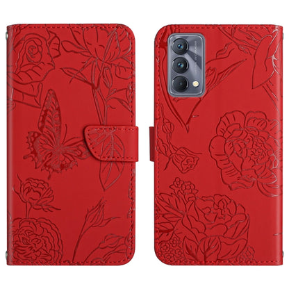Skin Feel Butterfly Peony Embossed Leather Phone Case, For OPPO Realme C31, For OPPO Realme C35, For OPPO Realme GT, For OPPO Realme GT Master