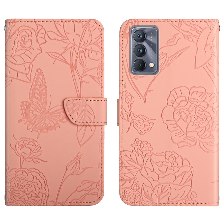 Skin Feel Butterfly Peony Embossed Leather Phone Case, For OPPO Realme C31, For OPPO Realme C35, For OPPO Realme GT, For OPPO Realme GT Master