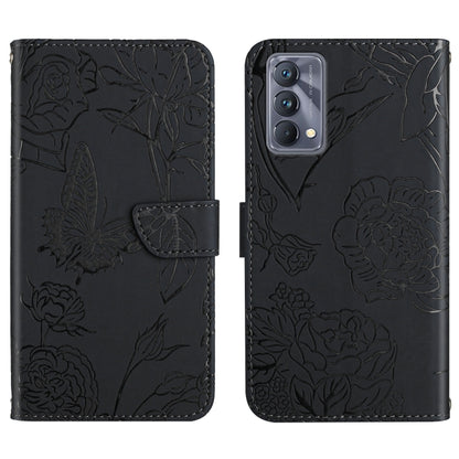 Skin Feel Butterfly Peony Embossed Leather Phone Case, For OPPO Realme C31, For OPPO Realme C35, For OPPO Realme GT, For OPPO Realme GT Master