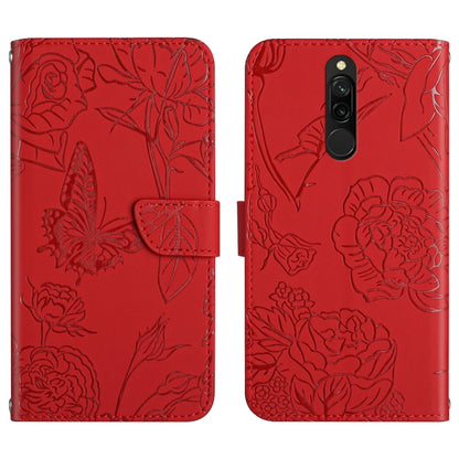 Skin Feel Butterfly Peony Embossed Leather Phone Case, For Xiaomi Redmi 8 / 8A, For Xiaomi Redmi 9, For Xiaomi Redmi 9A, For Xiaomi Redmi 9C