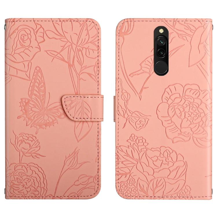 Skin Feel Butterfly Peony Embossed Leather Phone Case, For Xiaomi Redmi 8 / 8A, For Xiaomi Redmi 9, For Xiaomi Redmi 9A, For Xiaomi Redmi 9C