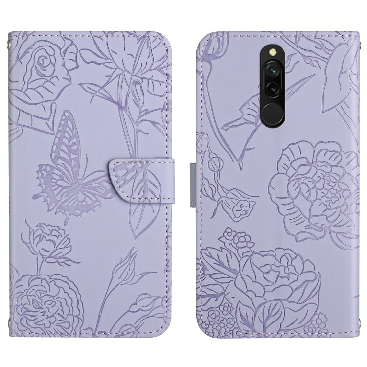 Skin Feel Butterfly Peony Embossed Leather Phone Case, For Xiaomi Redmi 8 / 8A, For Xiaomi Redmi 9, For Xiaomi Redmi 9A, For Xiaomi Redmi 9C