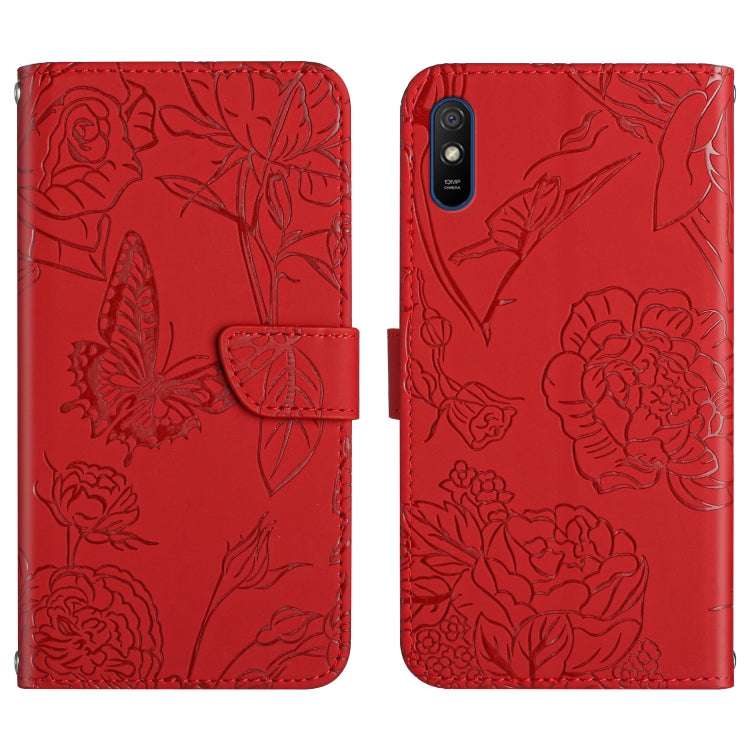 Skin Feel Butterfly Peony Embossed Leather Phone Case, For Xiaomi Redmi 8 / 8A, For Xiaomi Redmi 9, For Xiaomi Redmi 9A, For Xiaomi Redmi 9C