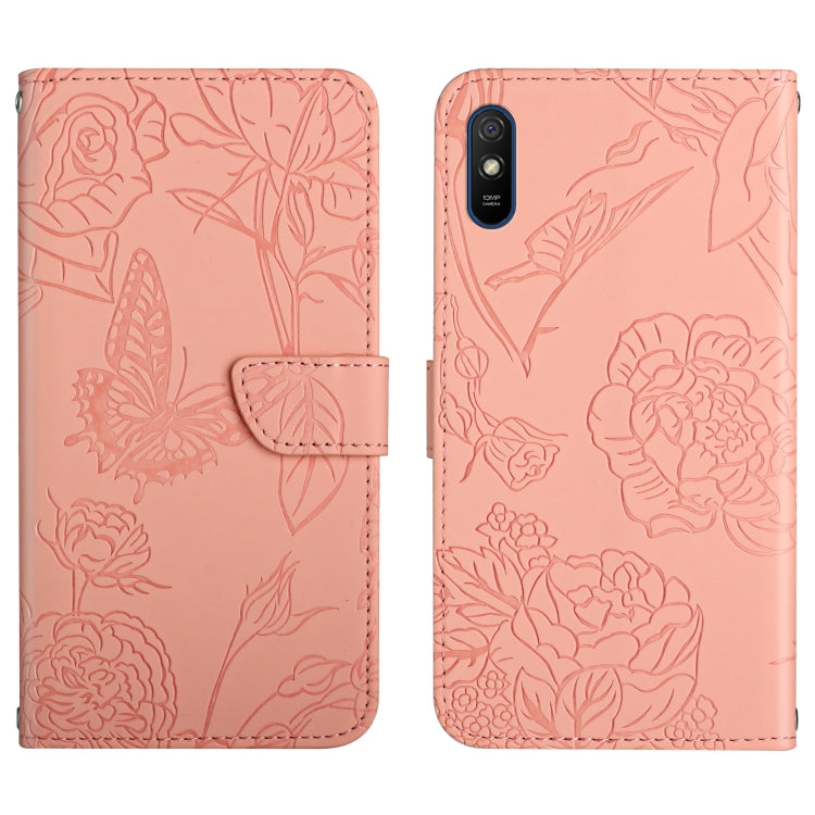 Skin Feel Butterfly Peony Embossed Leather Phone Case, For Xiaomi Redmi 8 / 8A, For Xiaomi Redmi 9, For Xiaomi Redmi 9A, For Xiaomi Redmi 9C